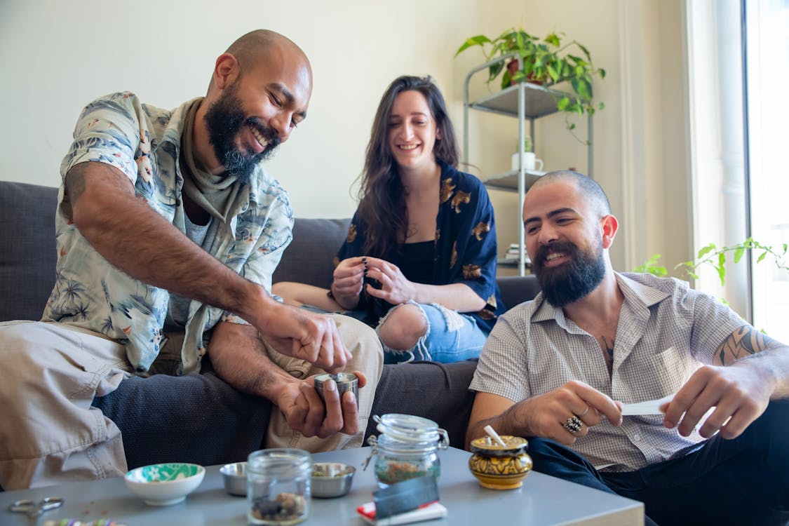 Group of friends sharing cannabinoids