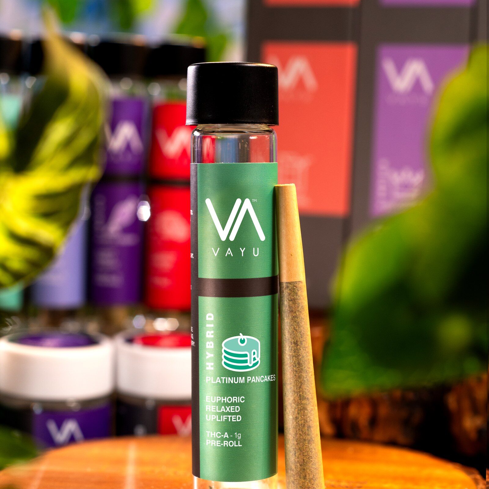 Platinum Pancakes strain hybrid THCA pre-roll 1g tube - VAYU