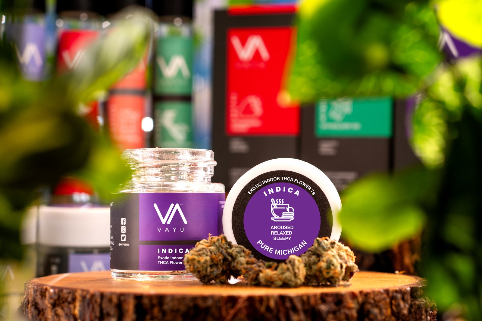 Pure Michigan strain indica exotic indoor THCA flower 7g jar with buds - VAYU